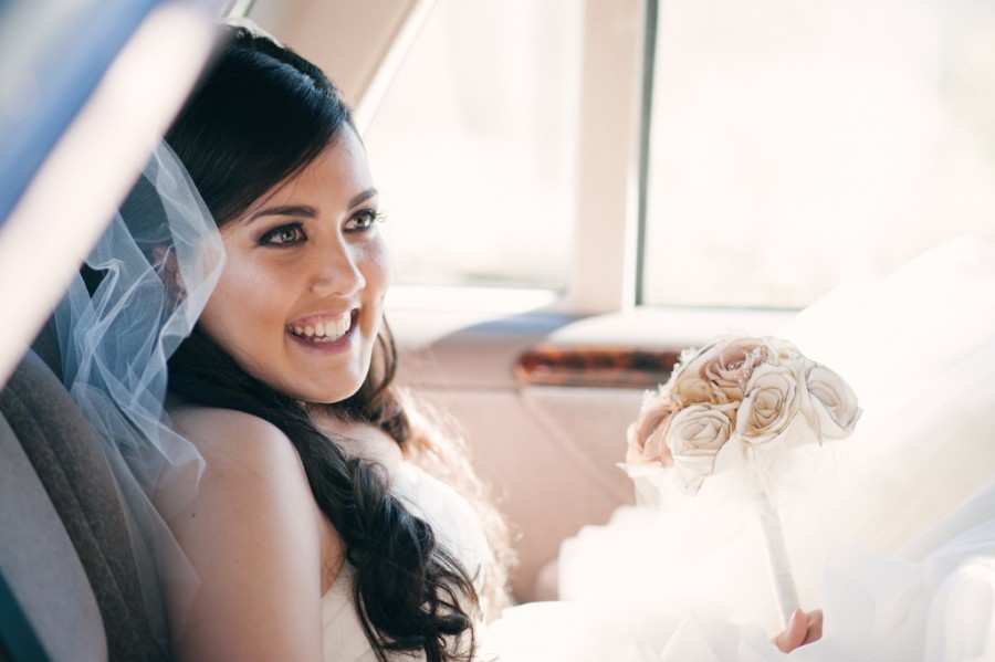 Talitha waiting in the car before her wedding