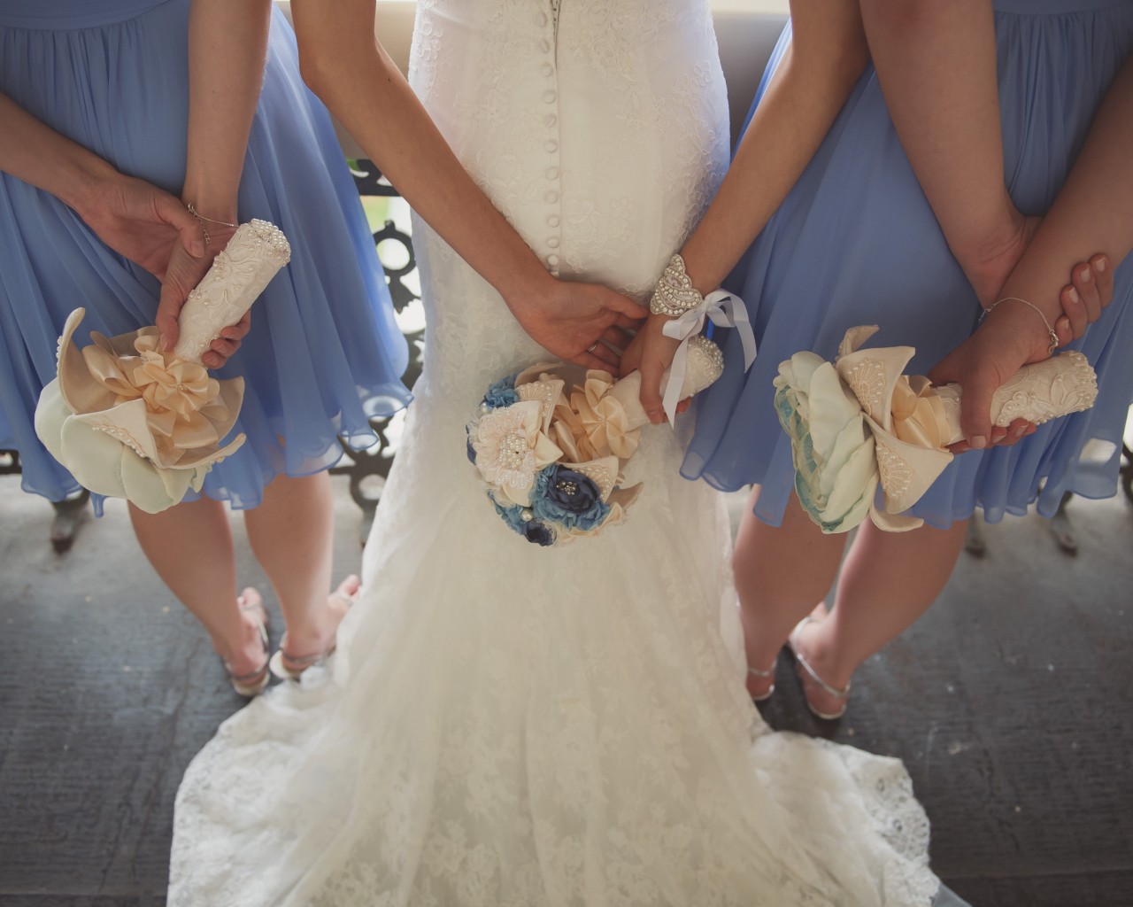 Bridal party and their bridal bouquets