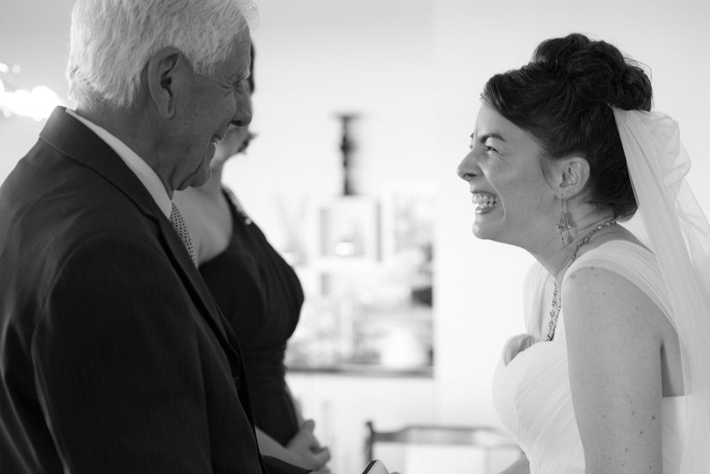 Bride Michaela giving her grandfather a gift