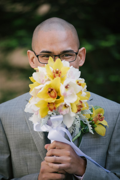 Groom with flowers