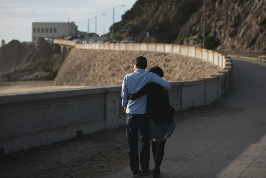 Maurice and Maggie walking along Ocean Beach, San Francisco