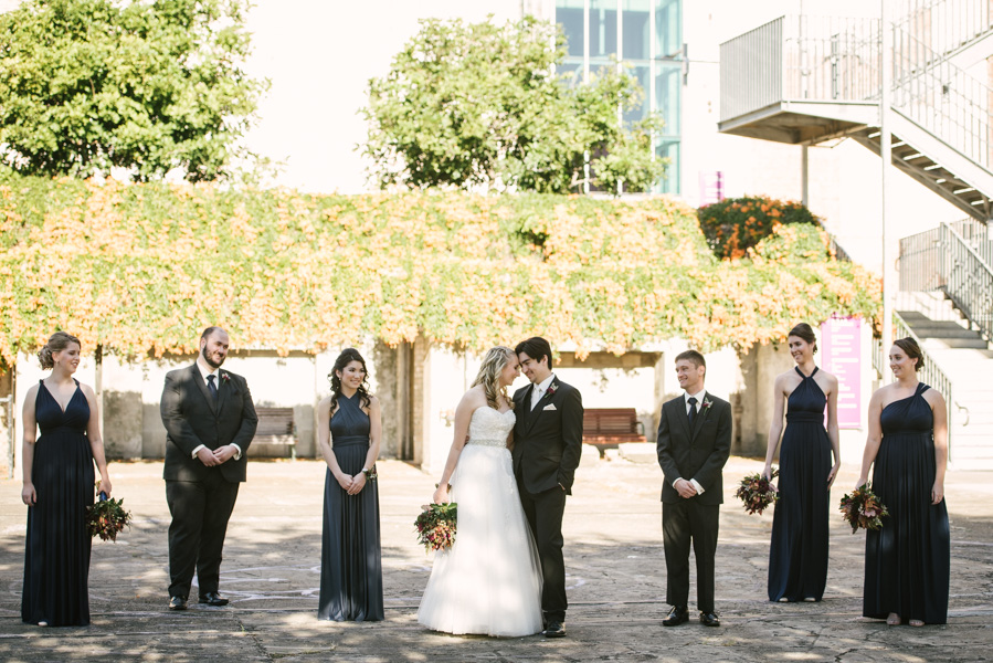 Bridal party in front of Brisbane Powerhouse