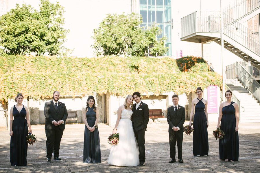 Bridal party in front of Brisbane Powerhouse