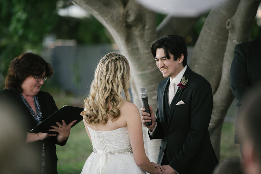 Bronson laughing during the wedding ceremony