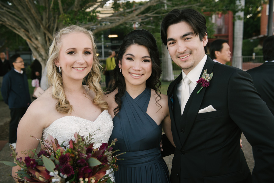 Charlotte, Bronson and his sister, Sam who is also a bridesmaid