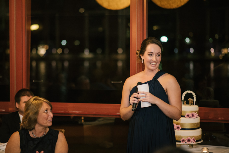 Maid of honor giving her speech